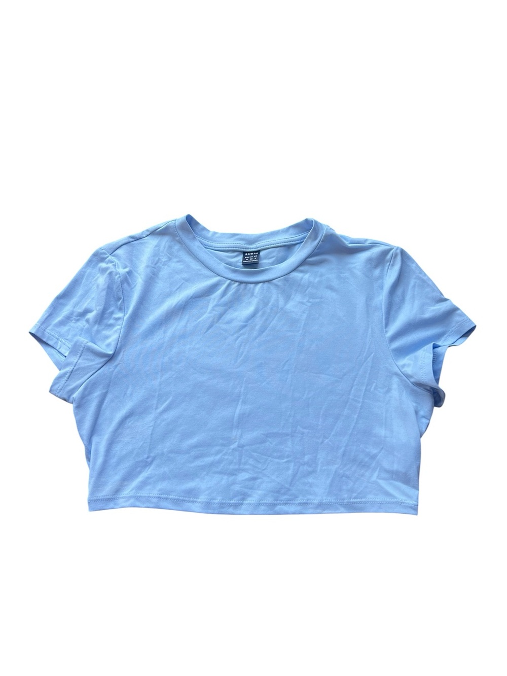 SHEIN Baby Blue Crewneck Crop Tee